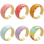 SCL Design Women's Fashion Elegant Stylish Enamel Geometric Statement Ring - Divine Inspiration Styles
