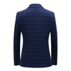 BRADLEY Men's Fashion Premium Quality Navy Blue & Black Plaid Style Blazer Suit Jacket - Divine Inspiration Styles