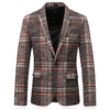 BRADLEY Men's Fashion Premium Quality Khaki Brown & Gray Plaid Style Blazer Suit Jacket - Divine Inspiration Styles