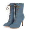 BRIANNA Design Women's Stylish Elegant Fashion Denim Zipper Design Boot Shoes - Divine Inspiration Styles
