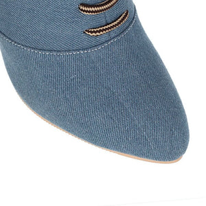 BRIANNA Design Women's Stylish Elegant Fashion Denim Zipper Design Boot Shoes - Divine Inspiration Styles