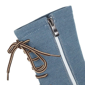 BRIANNA Design Women's Stylish Elegant Fashion Denim Zipper Design Boot Shoes - Divine Inspiration Styles