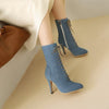 BRIANNA Design Women's Stylish Elegant Fashion Denim Zipper Design Boot Shoes - Divine Inspiration Styles