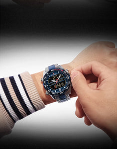 NAVIFORCE Men's Luxury Fine Fashion Premium Top Quality Analog & Digital Dial Stainless Steel Watch - Divine Inspiration Styles