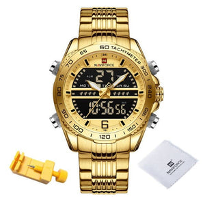 NAVIFORCE Men's Luxury Fine Fashion Premium Top Quality Analog & Digital Dial Stainless Steel Watch - Divine Inspiration Styles