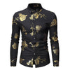 PARKLEES Men's Fashion Premium Quality Golden Rose Floral Embellished Dress Shirt - Divine Inspiration Styles