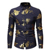 PARKLEES Men's Fashion Premium Quality Golden Rose Floral Embellished Dress Shirt - Divine Inspiration Styles
