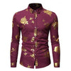 PARKLEES Men's Fashion Premium Quality Golden Rose Floral Embellished Dress Shirt - Divine Inspiration Styles