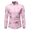 PARKLEES Men's Fashion Premium Quality Golden Rose Floral Embellished Dress Shirt - Divine Inspiration Styles