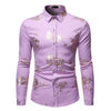 PARKLEES Men's Fashion Premium Quality Golden Rose Floral Embellished Dress Shirt - Divine Inspiration Styles