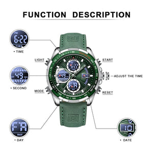 NAVIFORCE Men's Luxury Fine Fashion Premium Top Quality Triple Dial Multifunction Stainless Steel Watch - Divine Inspiration Styles