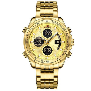 NAVIFORCE Men's Luxury Fine Fashion Premium Top Quality Triple Dial Multifunction Stainless Steel Watch - Divine Inspiration Styles