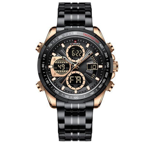 NAVIFORCE Men's Luxury Fine Fashion Premium Top Quality Triple Dial Multifunction Stainless Steel Watch - Divine Inspiration Styles