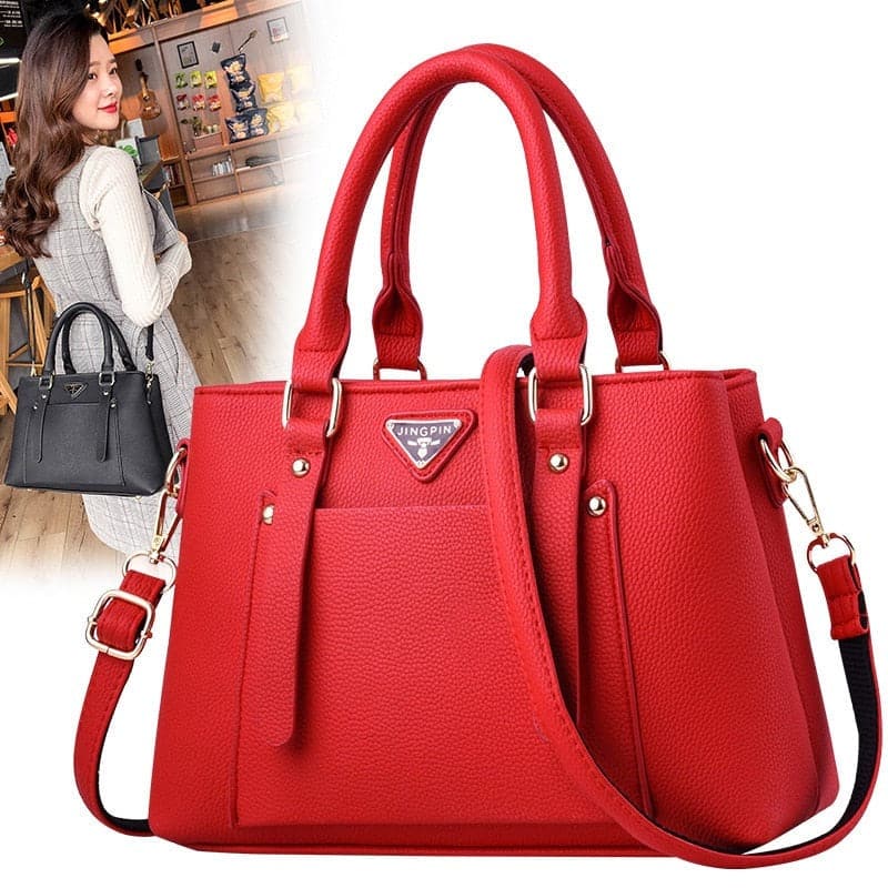 Jingpin Women's Fine Fashion Luxury Designer Embossed Leather Handbag Designer Leather / Burgundy Red