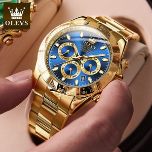 OLEVS Men's Luxury Fine Fashion Premium Top Quality Triple Dial Multifunction Stainless Steel Watch - Divine Inspiration Styles