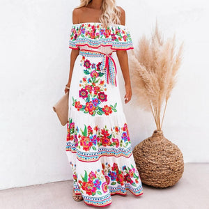 LUCY Design Women's Fashion Elegant Stylish Vintage Floral Print Sun Dress - Divine Inspiration Styles