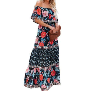 LUCY Design Women's Fashion Elegant Stylish Vintage Floral Print Sun Dress - Divine Inspiration Styles