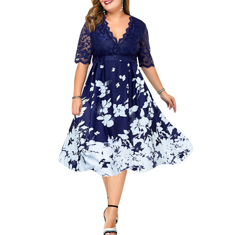 LEVORA Design Women's Fashion Elegant Stylish Vintage Floral Print Dress - Divine Inspiration Styles