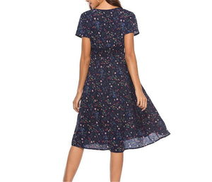 APRIL Women's Fashion Elegant Stylish Vintage Floral Print and Polka Dots Dress - Divine Inspiration Styles