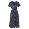 APRIL Women's Fashion Elegant Stylish Vintage Floral Print and Polka Dots Dress - Divine Inspiration Styles