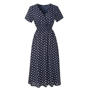 APRIL Women's Fashion Elegant Stylish Vintage Floral Print and Polka Dots Dress - Divine Inspiration Styles