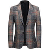 BRADLEY Men's Fashion Premium Quality Gray & Khaki Plaid Style Blazer Suit Jacket - Divine Inspiration Styles
