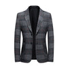 BRADLEY Men's Fashion Premium Quality Gray & Khaki Plaid Style Blazer Suit Jacket - Divine Inspiration Styles
