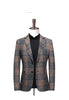 BRADLEY Men's Fashion Premium Quality Gray & Khaki Plaid Style Blazer Suit Jacket - Divine Inspiration Styles