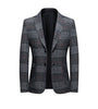 BRADLEY Men's Fashion Premium Quality Gray & Khaki Plaid Style Blazer Suit Jacket - Divine Inspiration Styles