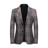 BRADLEY Men's Fashion Premium Quality Gray & Khaki Plaid Style Blazer Suit Jacket - Divine Inspiration Styles