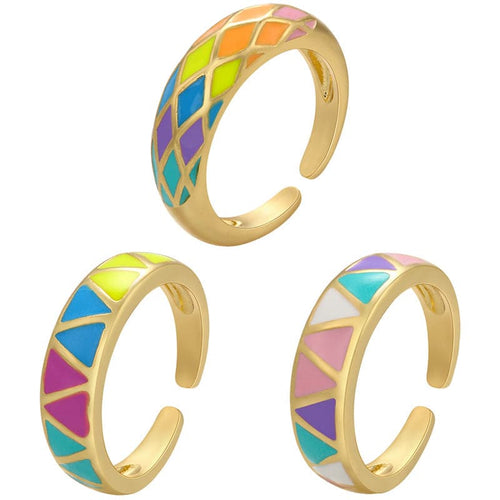 SCL Design Women's Fashion Elegant Stylish Enamel Design Geometric Statement Ring - Divine Inspiration Styles