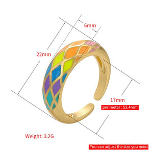 SCL Design Women's Fashion Elegant Stylish Enamel Design Geometric Statement Ring - Divine Inspiration Styles