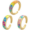 SCL Design Women's Fashion Elegant Stylish Enamel Design Geometric Statement Ring - Divine Inspiration Styles