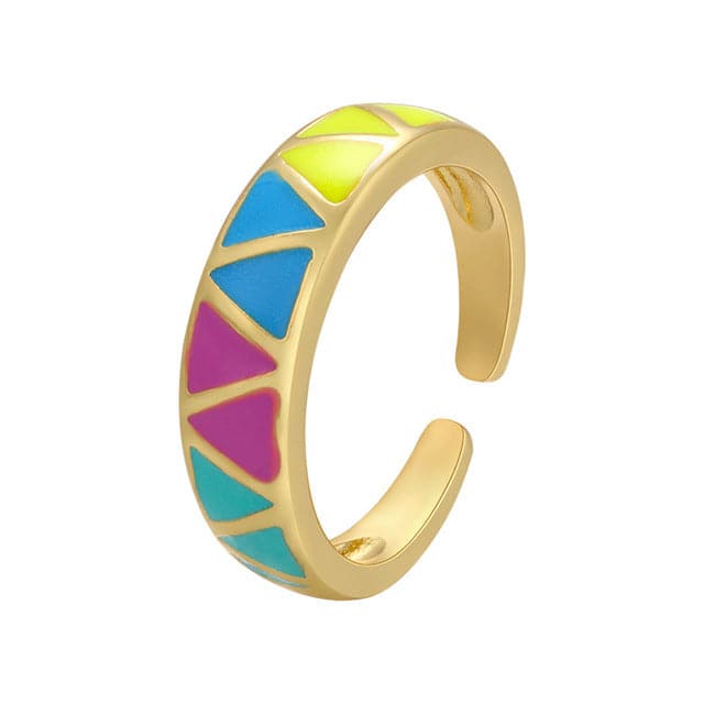 SCL Design Women's Fashion Elegant Stylish Enamel Design Geometric Statement Ring - Divine Inspiration Styles