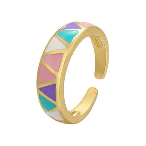 SCL Design Women's Fashion Elegant Stylish Enamel Design Geometric Statement Ring - Divine Inspiration Styles