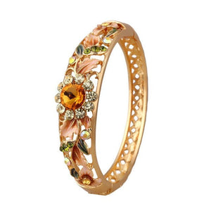 SPRING FLORAL Women's Fashion Vintage Floral Crystal Rhinestone Bracelet - Divine Inspiration Styles