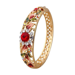 SPRING FLORAL Women's Fashion Vintage Floral Crystal Rhinestone Bracelet - Divine Inspiration Styles
