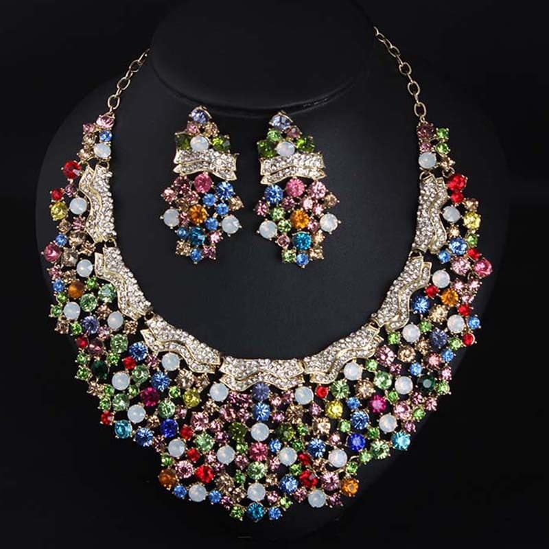 QUINTESSA Women's Fashion Premium Quality CZ & Opal Multicolor Floral Jewelry Set - Divine Inspiration Styles