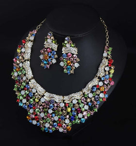 QUINTESSA Women's Fashion Premium Quality CZ & Opal Multicolor Floral Jewelry Set - Divine Inspiration Styles