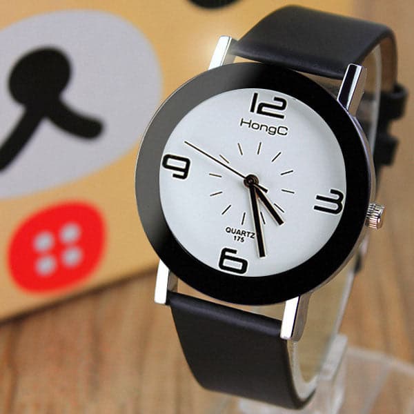 HONGC Women's Fashion Genuine Leather Black & White Luxury Watch - Divine Inspiration Styles