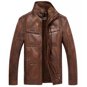 MOUNTAINSKIN Men's Fashion Premium Quality Leather Plush Fur Coat Jacket - Divine Inspiration Styles
