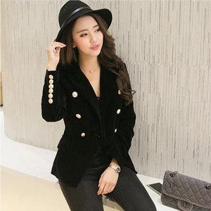 LAURA Design Women's Premium Quality Double Breasted Velvet Blazer - Divine Inspiration Styles
