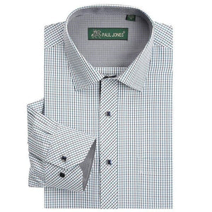 PAUL JONES Men's Classic Business Plaid Design Long Sleeves Dress Shirt - Divine Inspiration Styles
