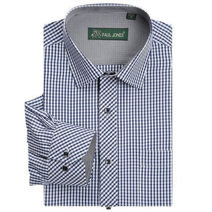 PAUL JONES Men's Classic Business Plaid Design Long Sleeves Dress Shirt - Divine Inspiration Styles