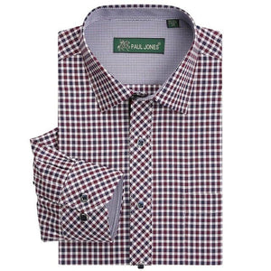 PAUL JONES Men's Classic Business Plaid Design Long Sleeves Dress Shirt - Divine Inspiration Styles