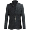 MOONLEY Men's Premium Quality Mesh Plaid Mandarin Collar Blazer Suit Jacket - Divine Inspiration Styles