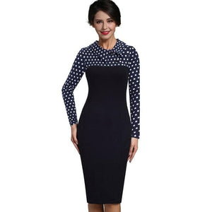 NICE FOREVER Women's Fashion Classic Elegant Patchwork Sheath Dress - Divine Inspiration Styles