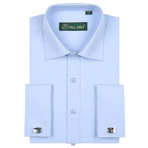PAUL JONES Men's Business Formal Long Sleeves Dress Shirt with Cufflinks Included - Divine Inspiration Styles