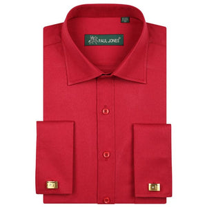 PAUL JONES Men's Business Formal Long Sleeves Dress Shirt with Cufflinks Included - Divine Inspiration Styles