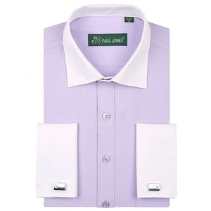 PAUL JONES Men's Business Formal Long Sleeves Dress Shirt with Cufflinks Included - Divine Inspiration Styles